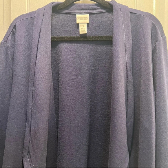 Weekends by Chicos Navy Open Drape Front Long Sleeved Cardigan. Size 3. - Picture 8 of 14